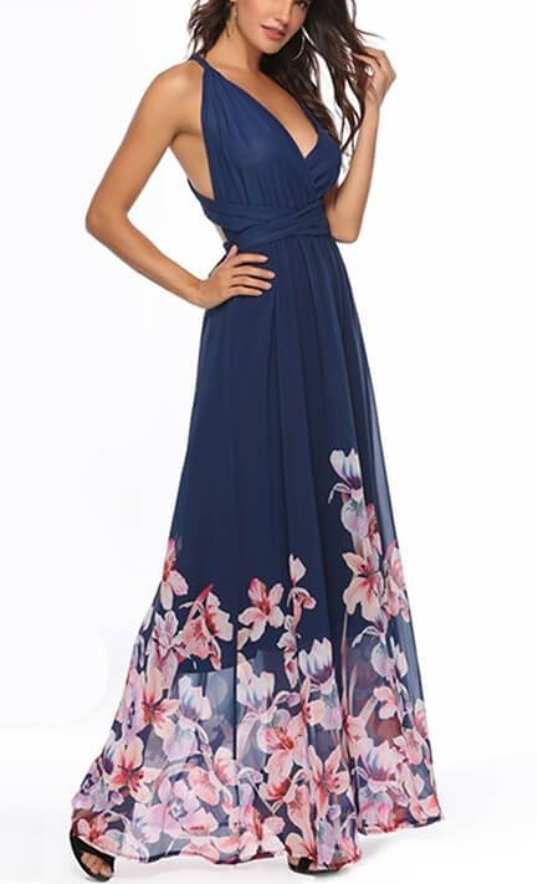 Szyfonowa maxi sukienka w kwiaty - obrazek 5