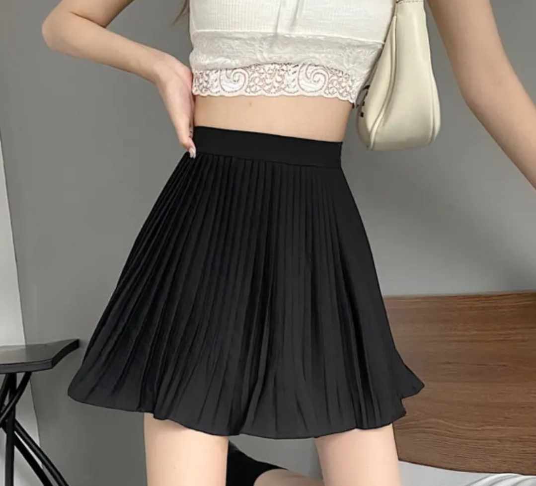 Plisowana spódnica mini czarna szyfonowa rozmiar XS/S - obrazek 2