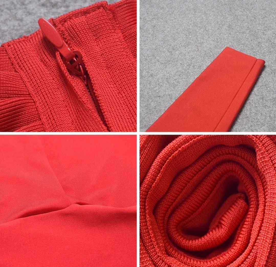 Bandażowa zielona sukienka midi z długim rękawem - obrazek 4