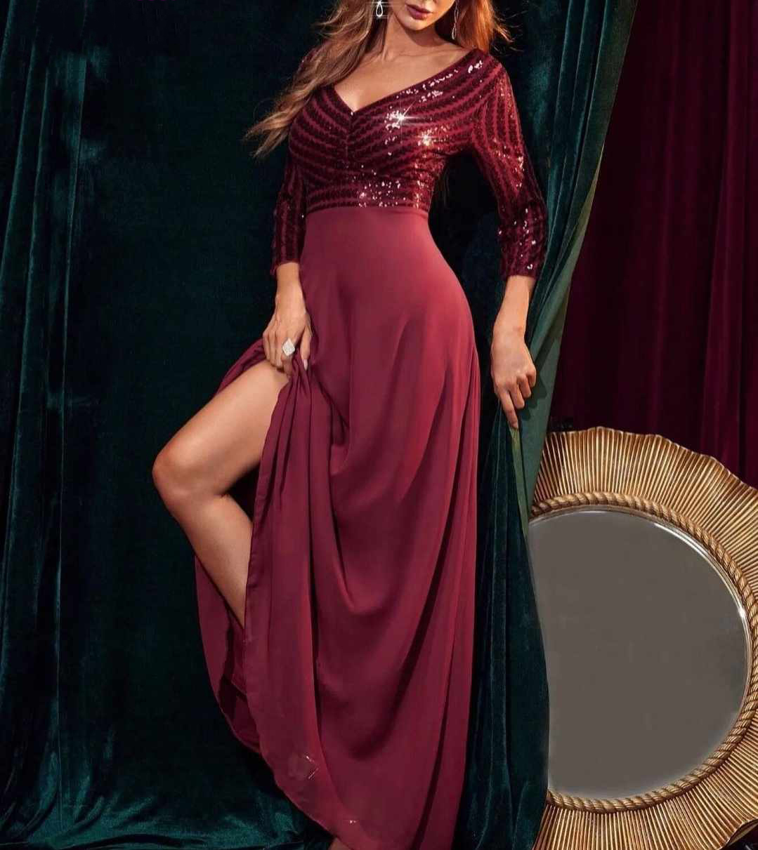 Elegancka sukienka maxi z cekinami rozmiar M - obrazek 5