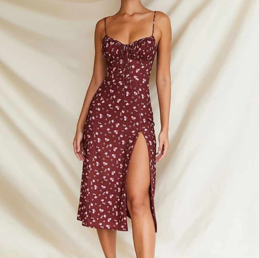 Sukienka kwiecista midi na ramiączkach rozmiar M - obrazek 3