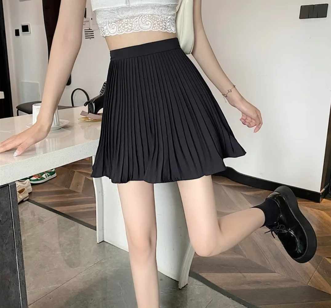 Plisowana spódnica mini czarna szyfonowa rozmiar XS/S - obrazek 3