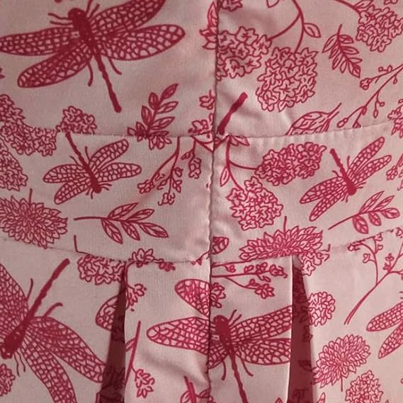 Rozkloszowana wzorzysta sukienka midi z 3/4 rękawem - obrazek 4