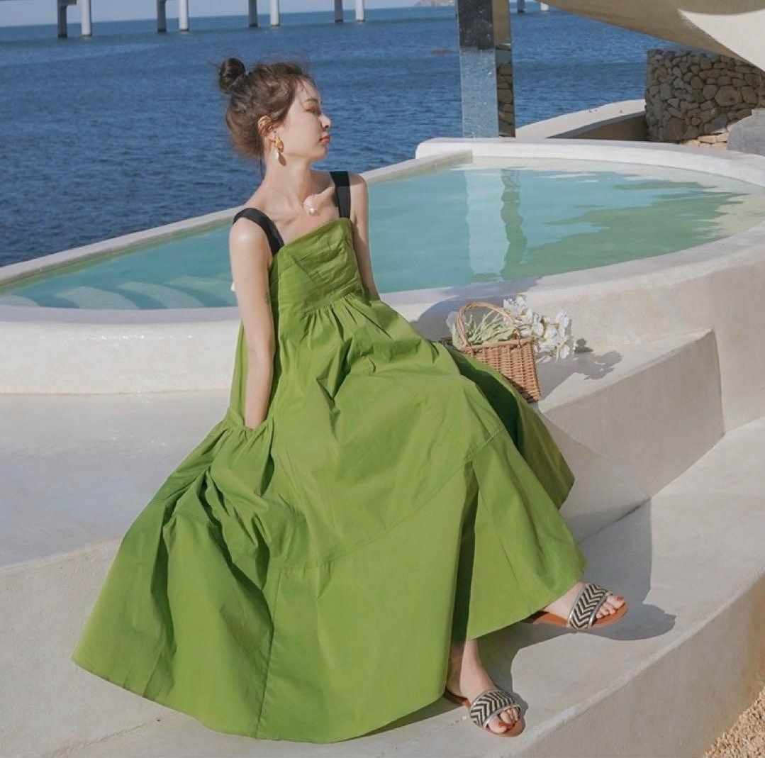 Luźna sukienka rozkloszowana midi rozmiar S/M - obrazek 5