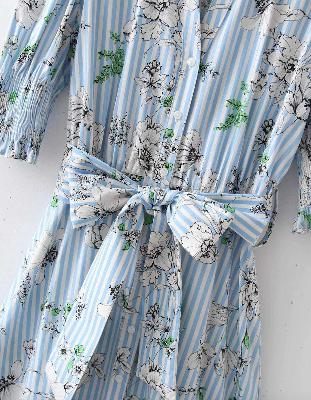 Rozkloszowana sukienka midi z 3/4 rękawem rozmiar S - obrazek 3