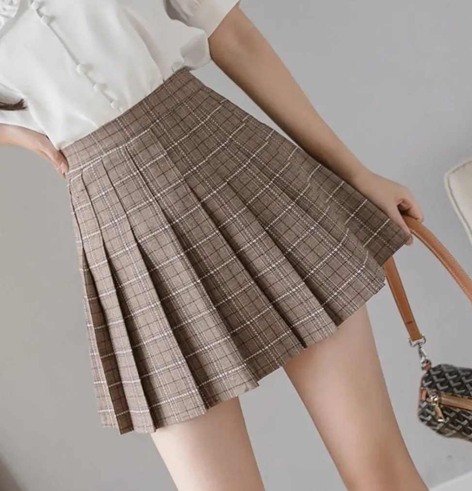 Plisowana spódnica mini w kratkę rozmiar XS/S - obrazek 2