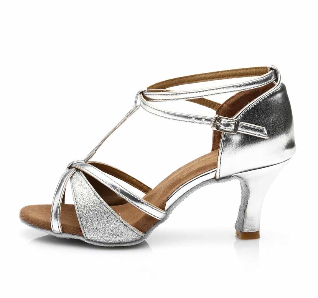 Damskie srebrne buty do tańca - obrazek 5