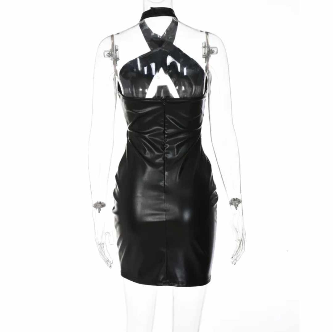 Sukienka mini z głębokim dekoltem rozmiar M - obrazek 3