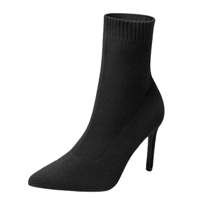 Damskie dzianinowe botki wsuwane na szpilce