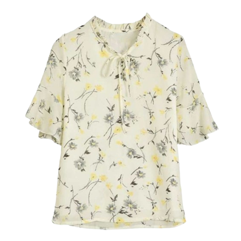 Szyfonowa bluzka damska w kwiaty rozmiar S