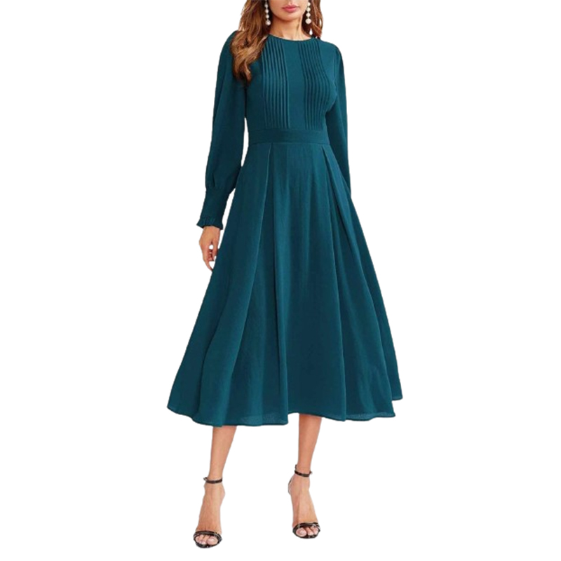 Sukienka plisowana midi z długim rękawem rozmiar XL