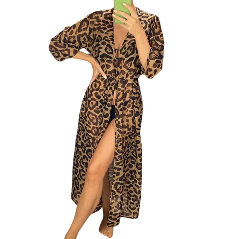 Pareo narzuta plażowa panterka na strój kąpielowy