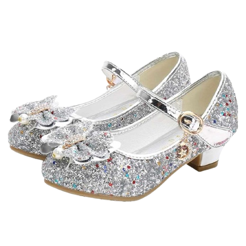 Dziewczęce błyszczące sandałki srebrne