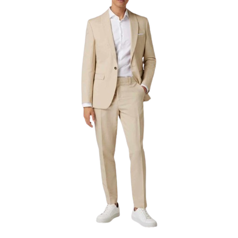 Dwuczęściowy beżowy garnitur męski