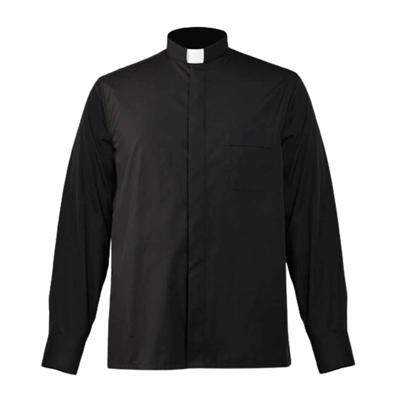 Koszula kapłańska czarna z długim rękawem