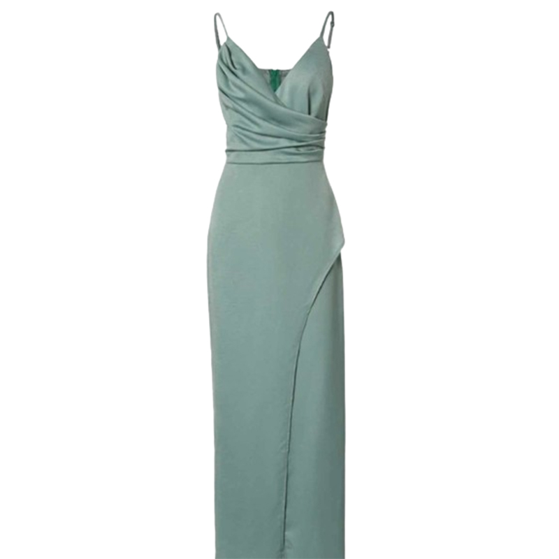 Satynowa długa sukienka na ramiączkach rozmiar S