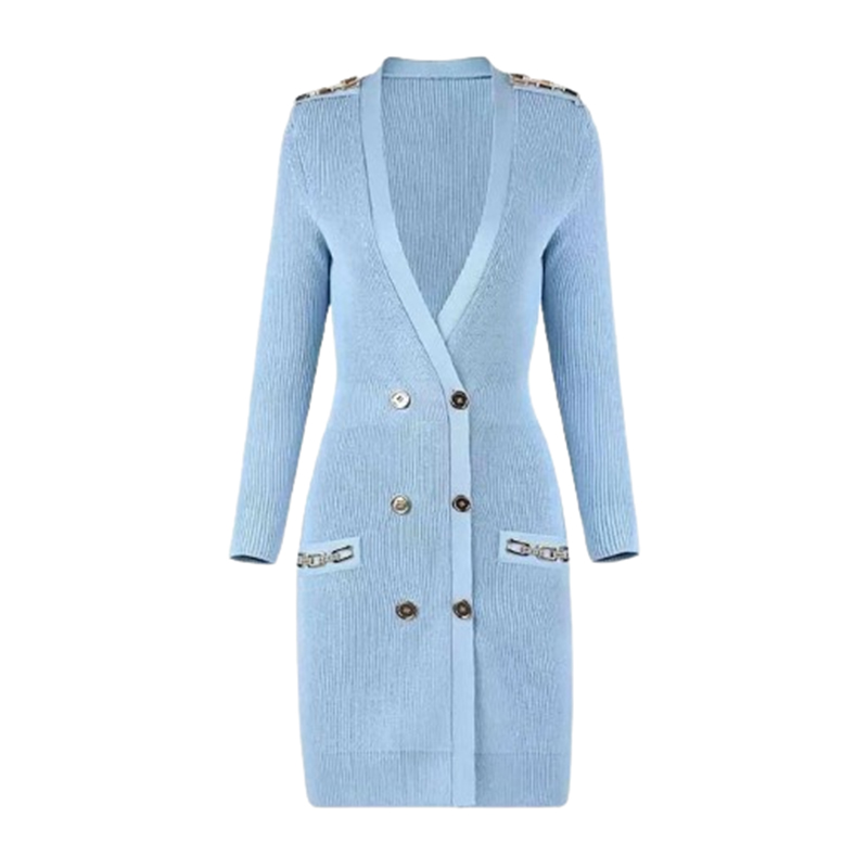 Sukienka dzianinowa niebieska mini rozmiar M