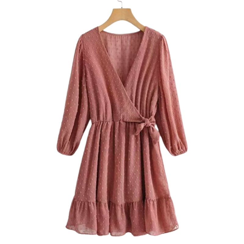 Sukienka szyfonowa mini z 3/4 rękawem