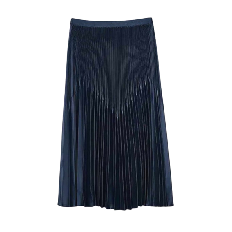 Satynowa spódnica granatowa midi plisowana rozmiar 38