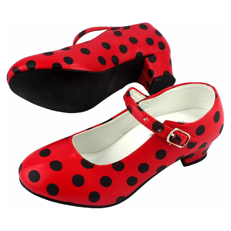 Dziewczęce czerwone butiki na obcasie w groszki 29 - obrazek 2