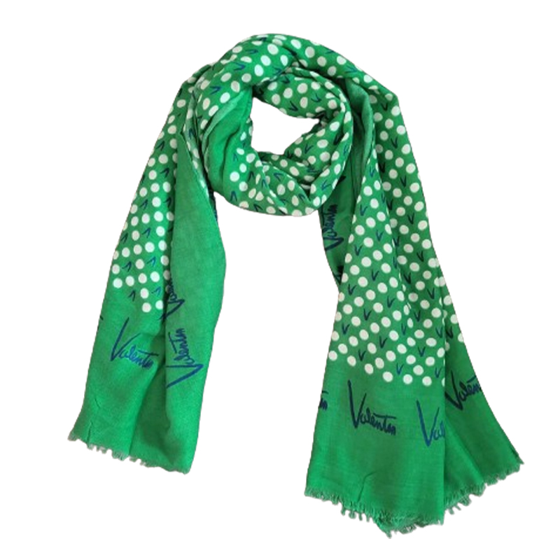 Damski zielony szalik bawełniany