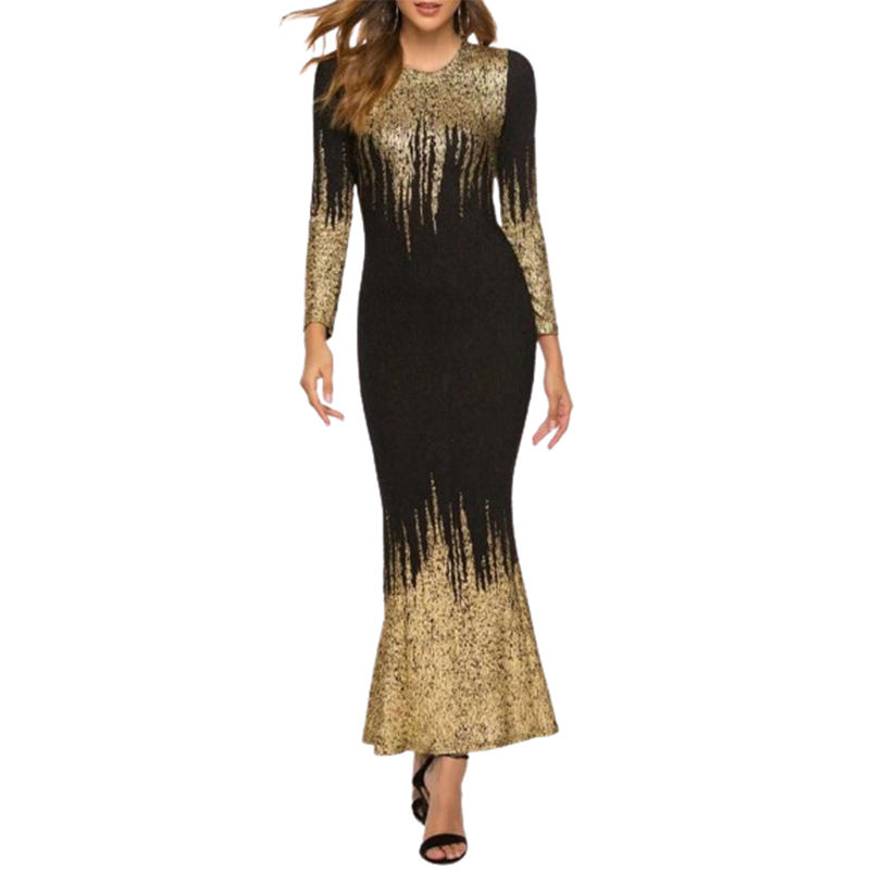 Damska długa sukienka z długim rękawem S