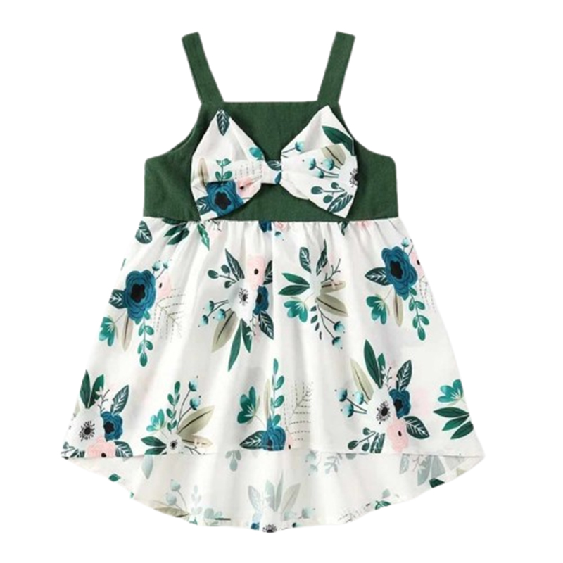 Dziewczęca letnia sukienka zielona w kwiaty