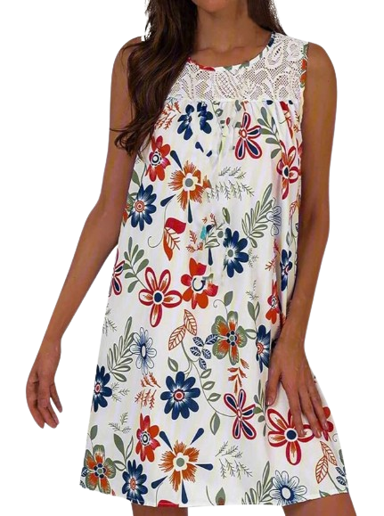Sukienka letnia mini w kwiaty rozmiar L - obrazek 2