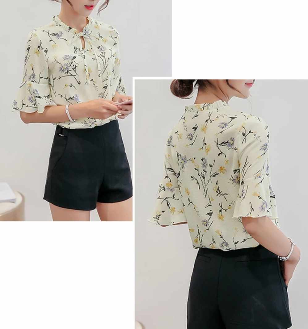 Szyfonowa bluzka damska w kwiaty rozmiar S - obrazek 3