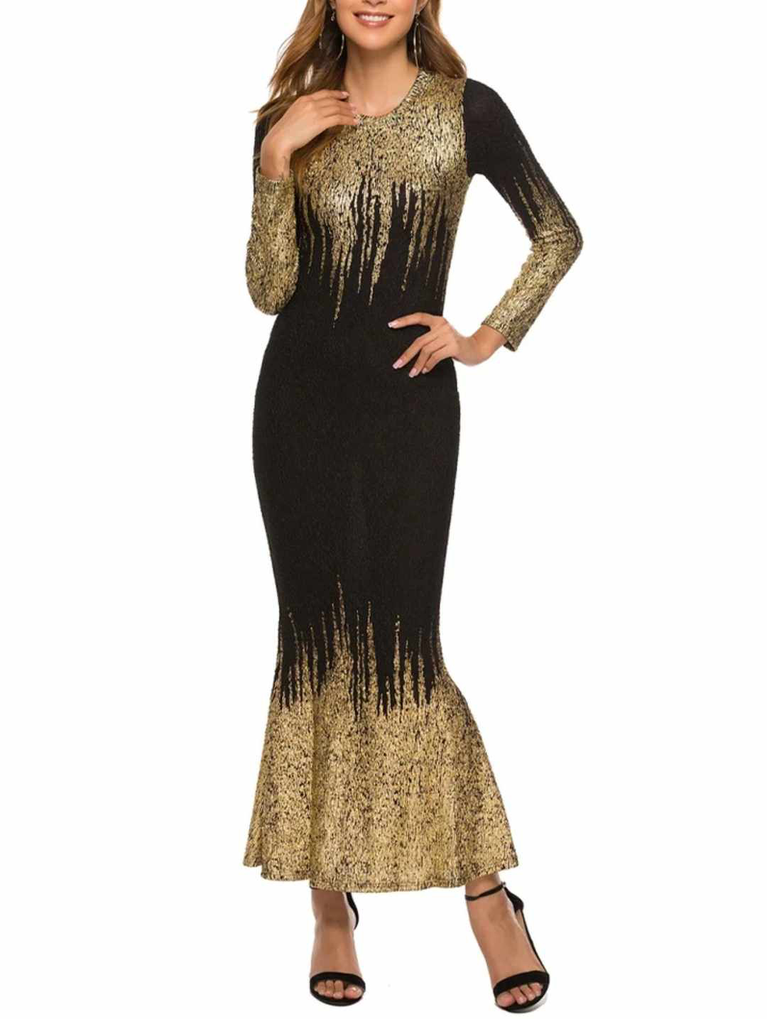 Damska długa sukienka z długim rękawem S - obrazek 2