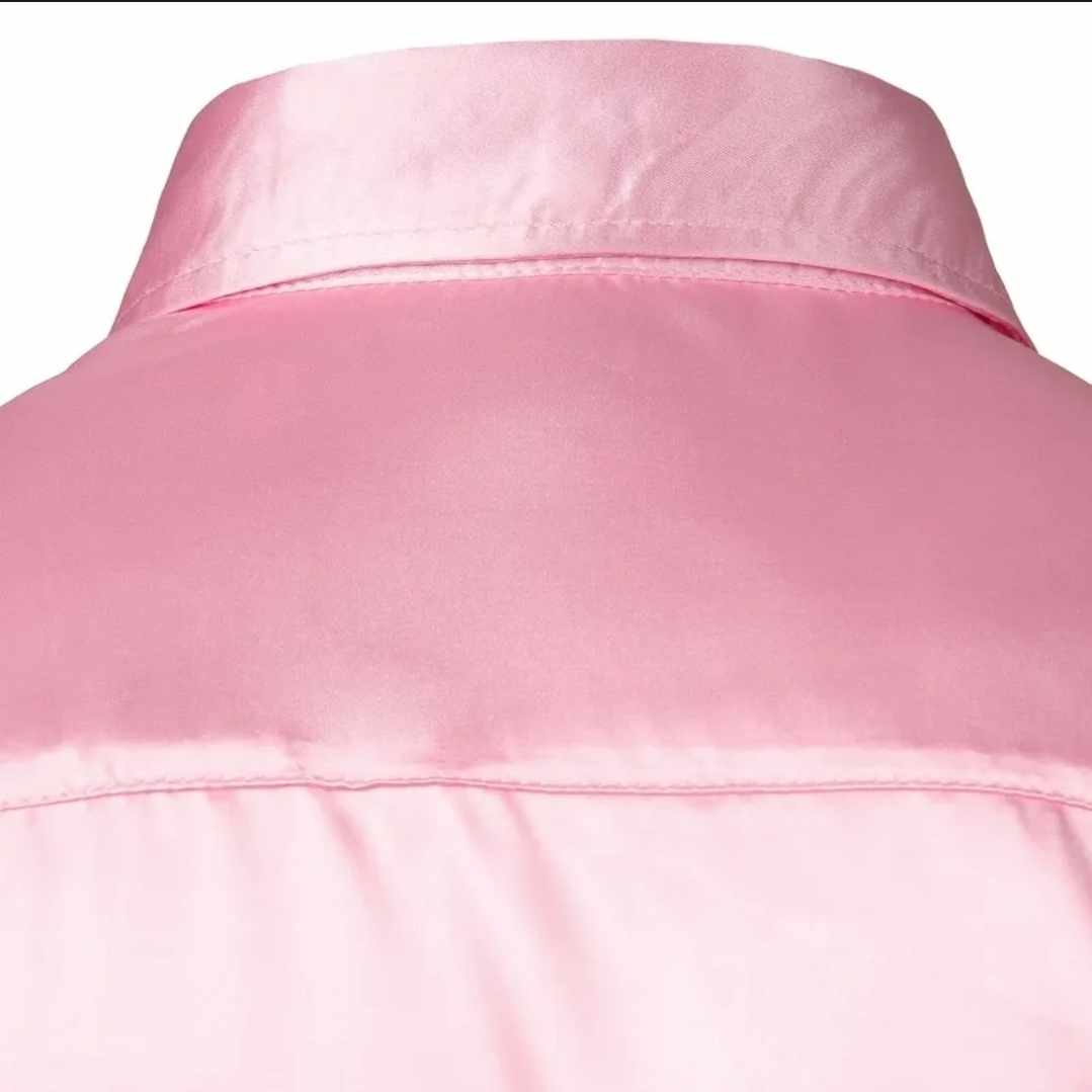 Męska satynowa koszula różowa rozmiar S - obrazek 4