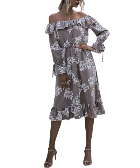 Sukienka beżowa z długim rękawem rozmiar L/XL - obrazek 2