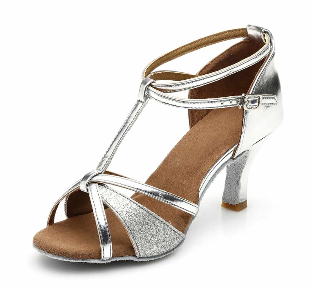Damskie srebrne buty do tańca - obrazek 4