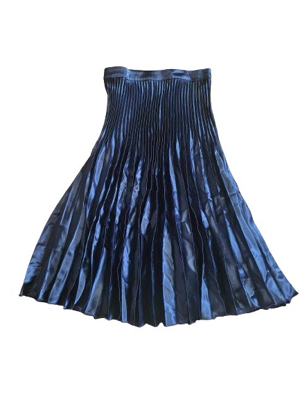 Satynowa spódnica granatowa midi plisowana rozmiar 38 - obrazek 3