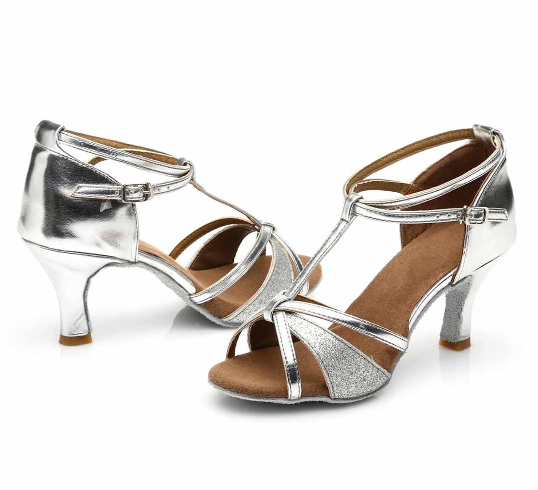 Damskie srebrne buty do tańca - obrazek 2