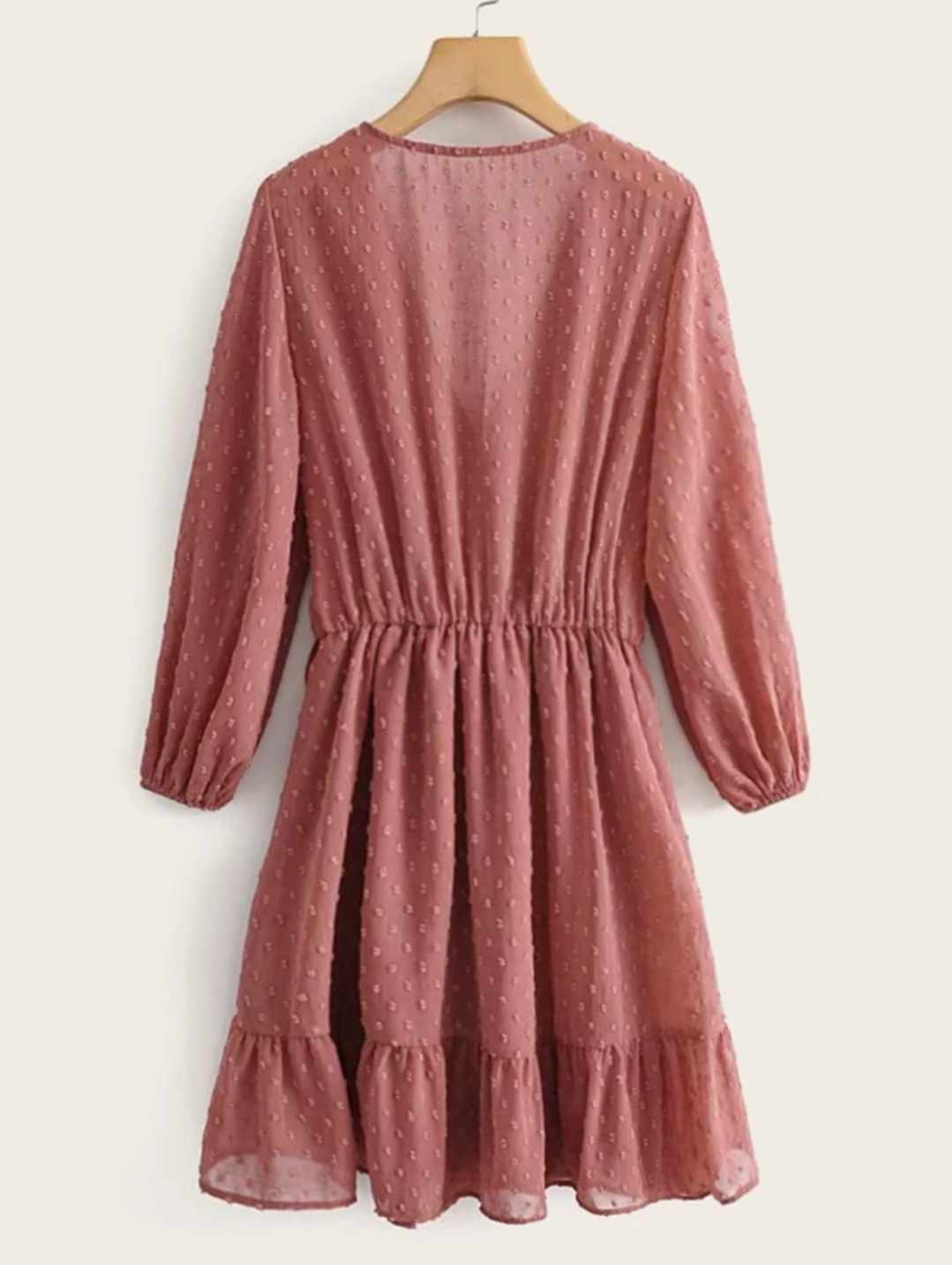 Sukienka szyfonowa mini z 3/4 rękawem - obrazek 2