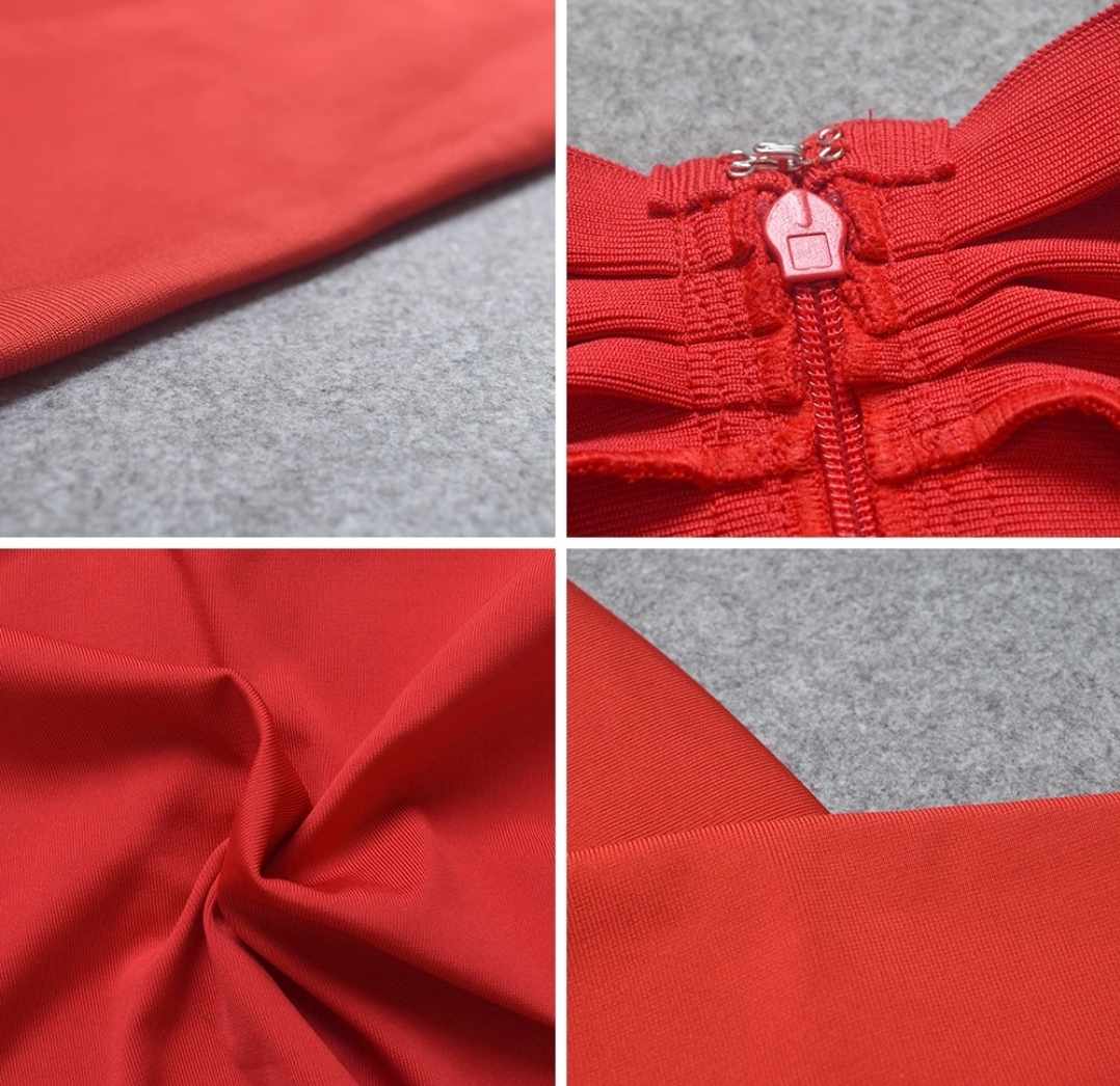 Bandażowa zielona sukienka midi z długim rękawem - obrazek 5