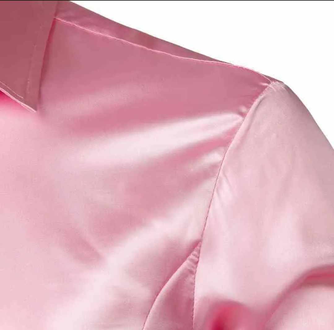 Męska satynowa koszula różowa rozmiar S - obrazek 3