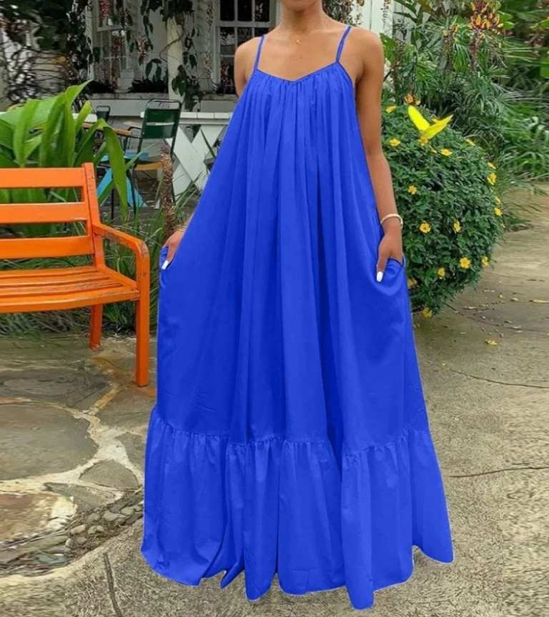 Luźna sukienka rozkloszowana maxi rozmiar XL - obrazek 6