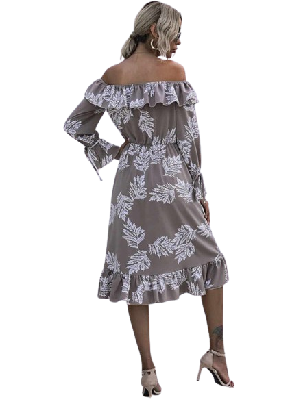 Sukienka beżowa z długim rękawem rozmiar L/XL - obrazek 3