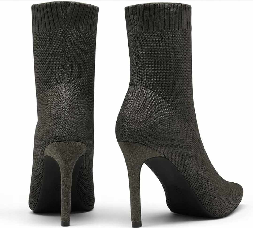 Damskie dzianinowe botki wsuwane na szpilce - obrazek 3
