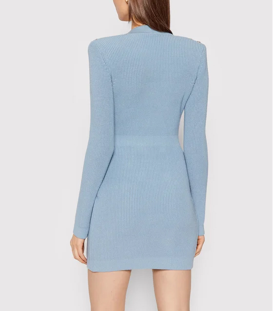 Sukienka dzianinowa niebieska mini rozmiar M - obrazek 8