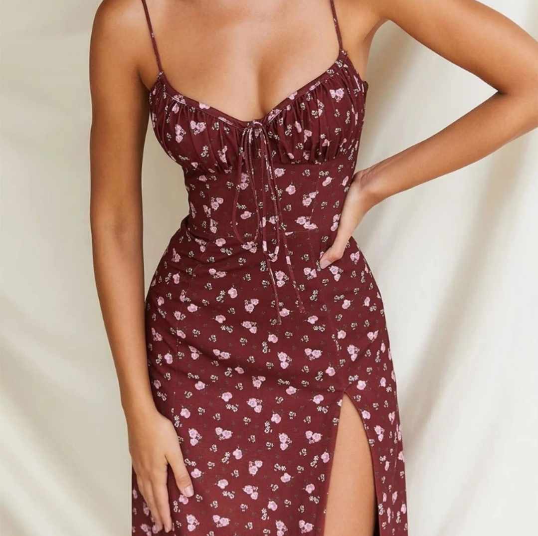 Sukienka kwiecista midi na ramiączkach rozmiar M - obrazek 4