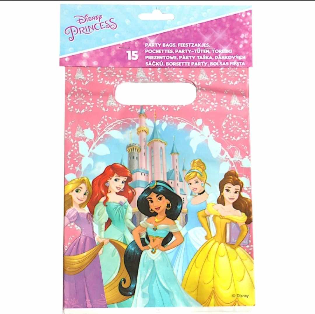 Torebki na prezenty KSIĘŻNICZKI Disney Princess woreczki na cukierki słodycze 15 sztuk - obrazek 2