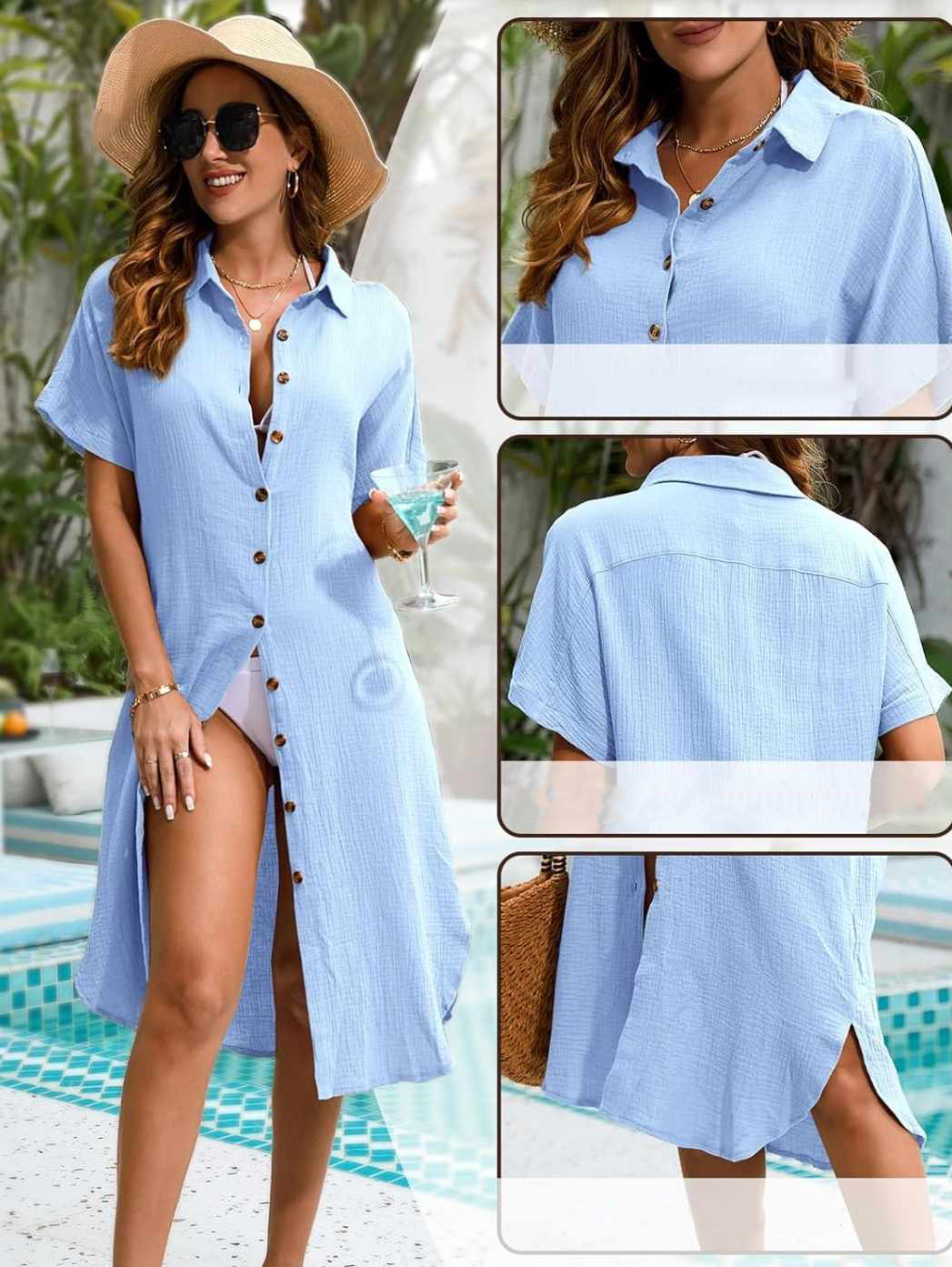 Sukienka koszulowa midi na lato rozmiar XL - obrazek 6