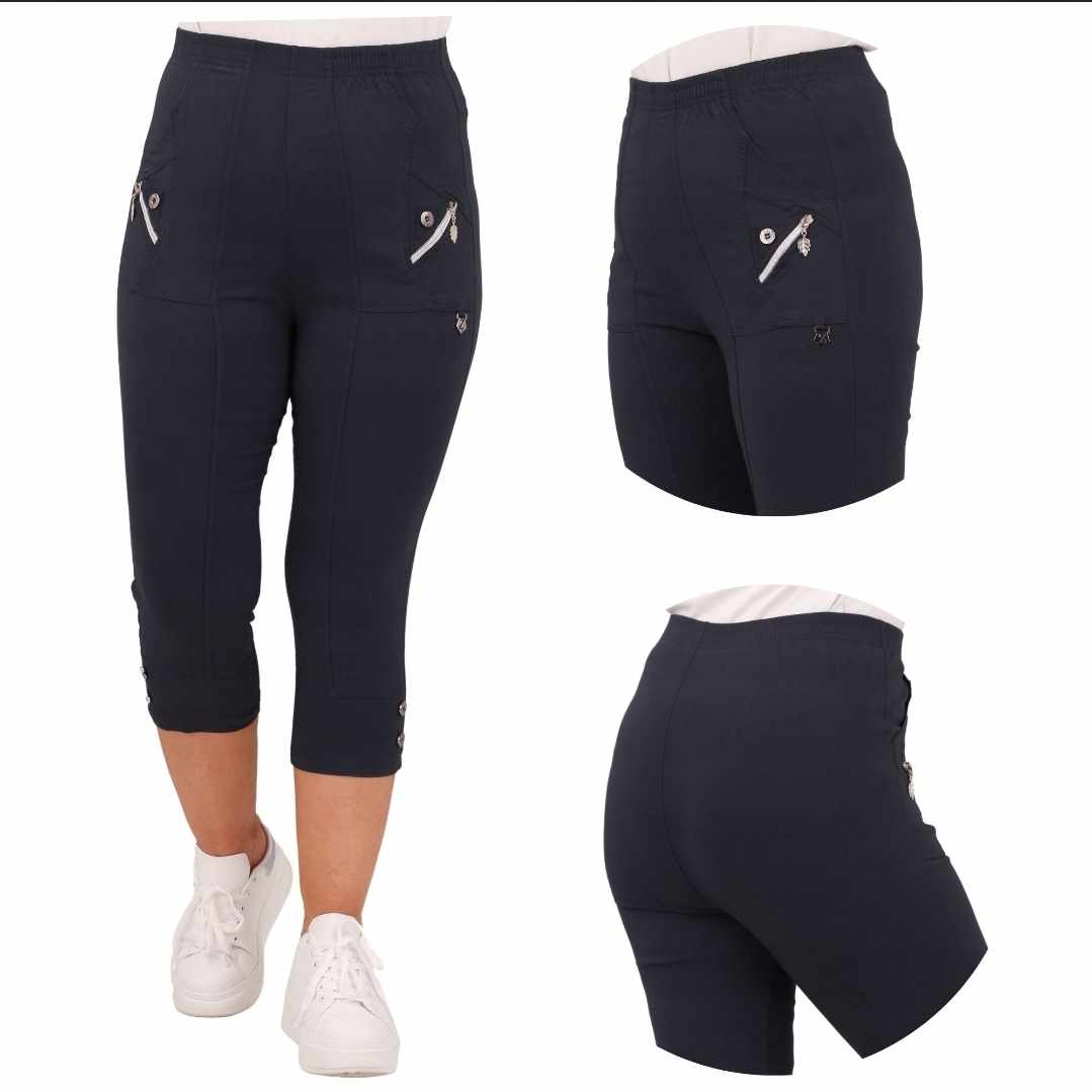 Damskie spodnie 3/4 czarne rybaczki rozmiar 3XL/4XL - obrazek 5