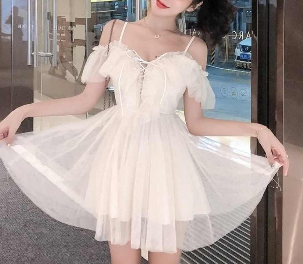 Sukienka letnia mini tiulowa rozmiar XS/S - obrazek 2