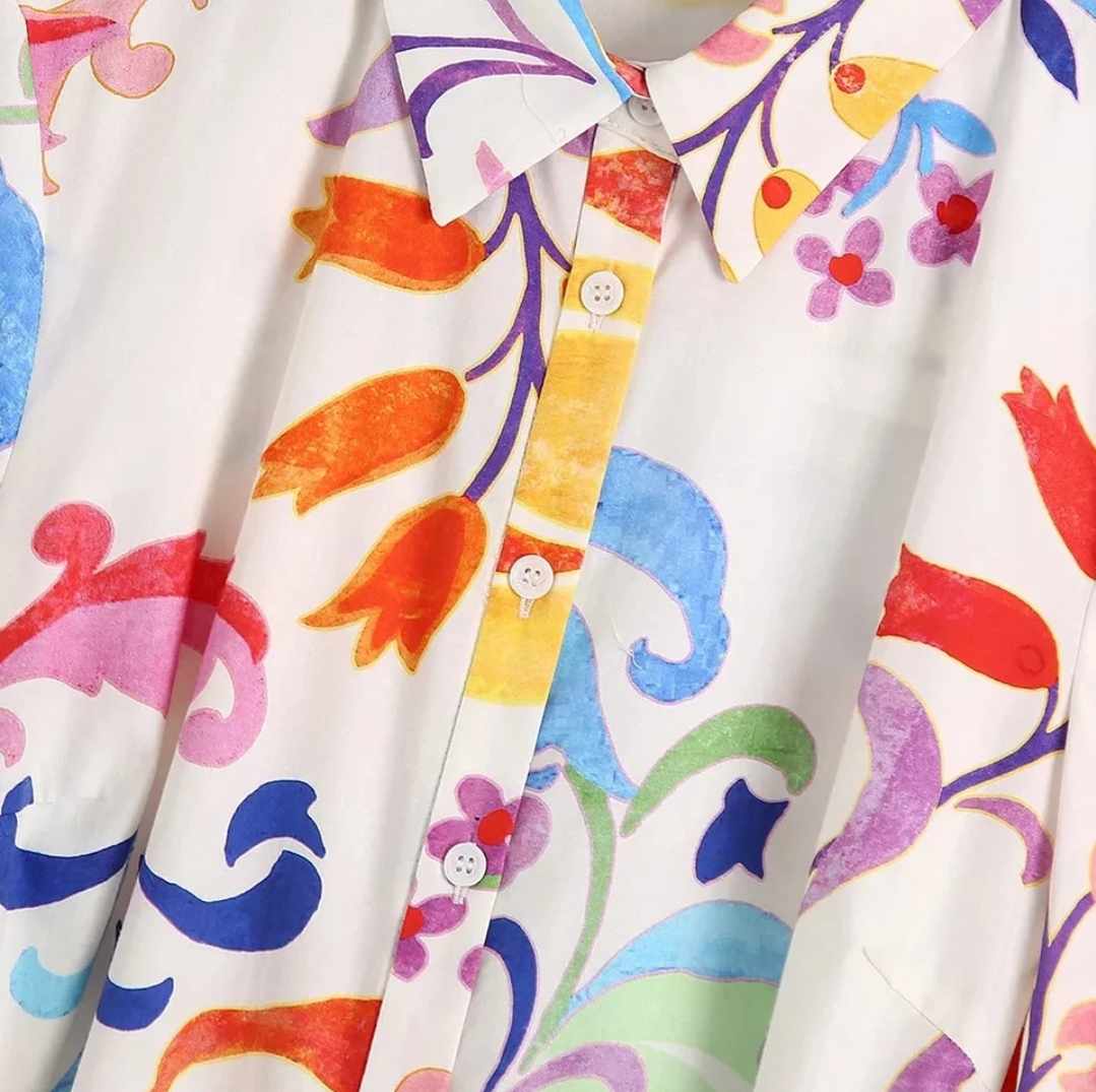 Sukienka koszulowa wzorzysta midi rozmiar M - obrazek 3