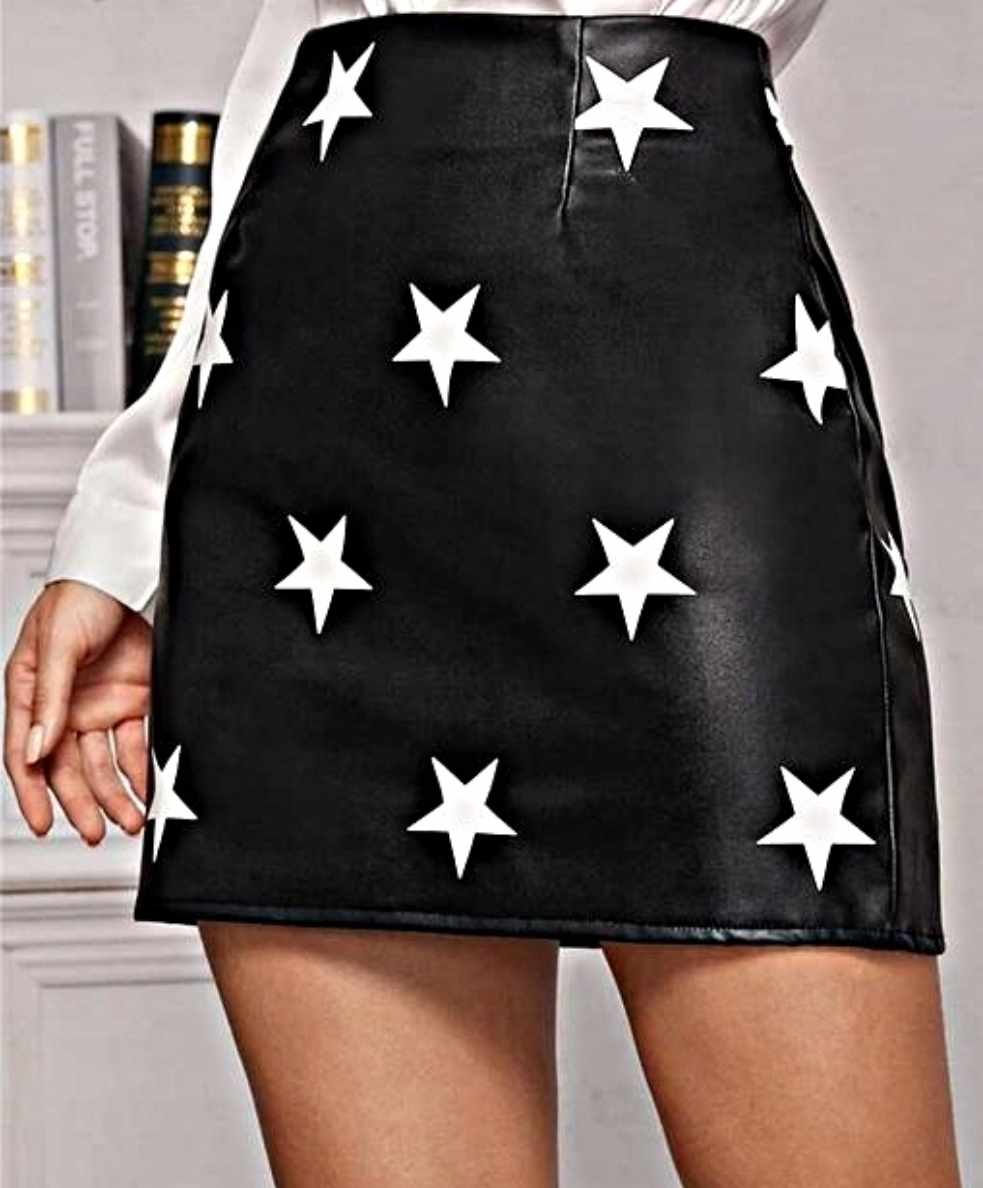 Spódnica mini czarna w gwiazdki rozmiar L - obrazek 3