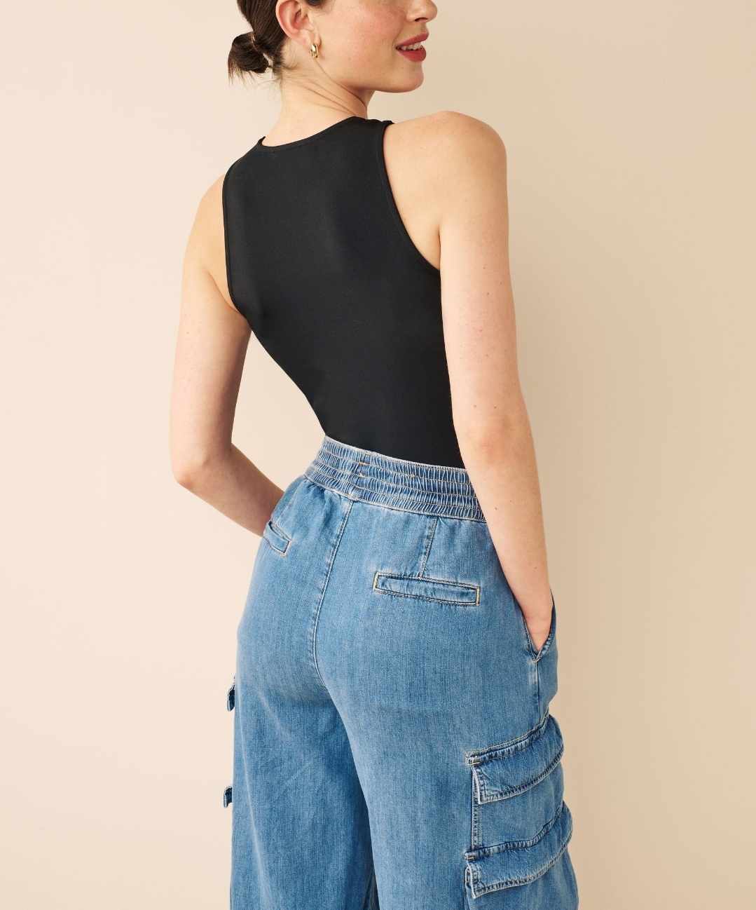 Damskie body czarne bez rękawów rozmiar L - obrazek 6